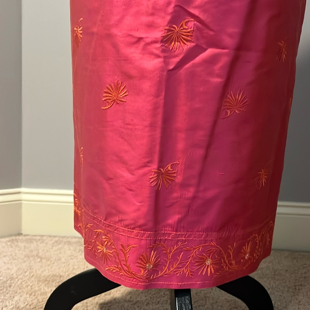 Finity Pink And Orange Embroidered Dress View 6